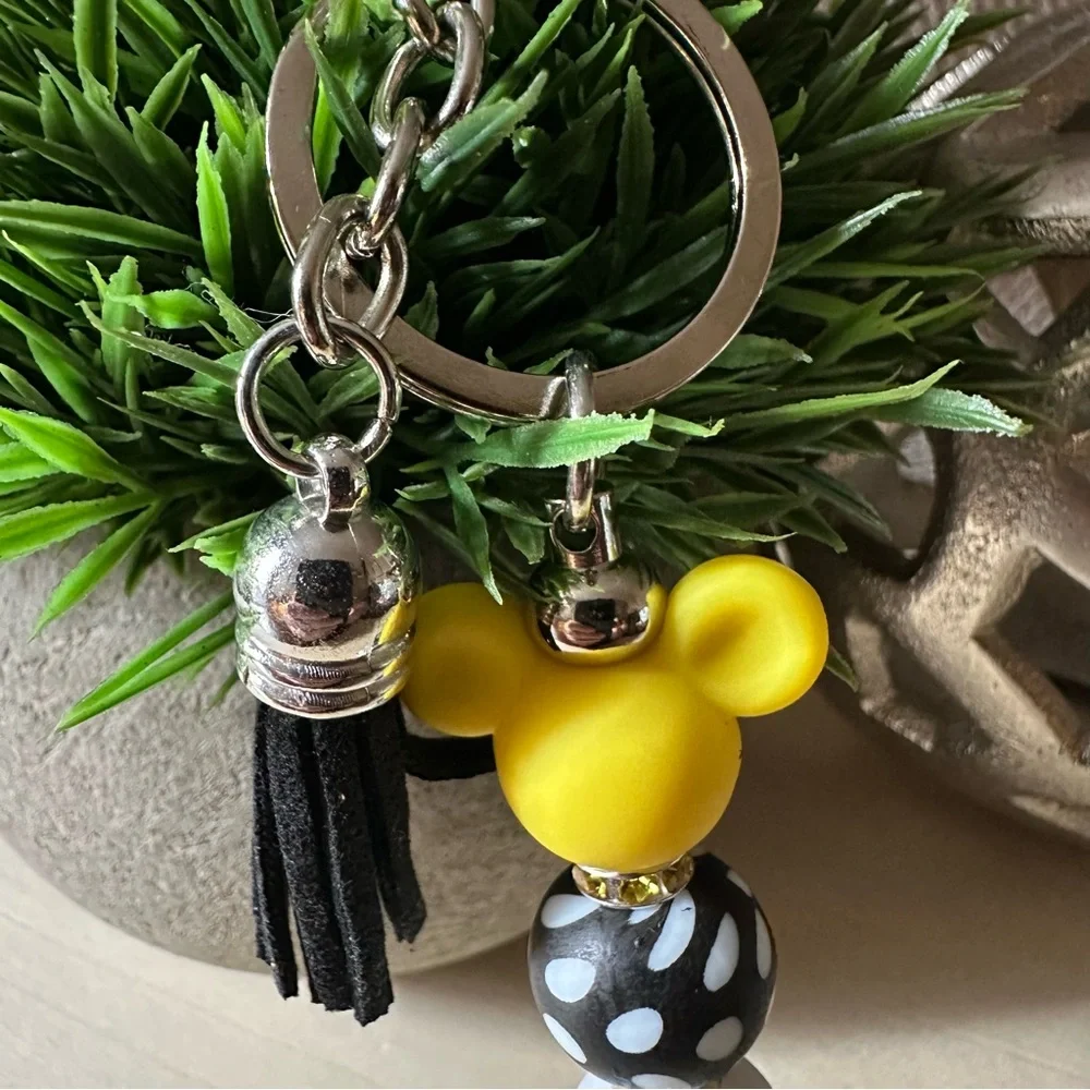 Mickey Mouse Silicone Keychain With Black Tassel‎